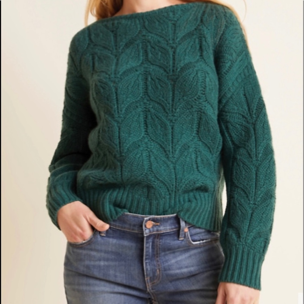 Garnet Hill recycled cashmere chunky boatneck sweater small